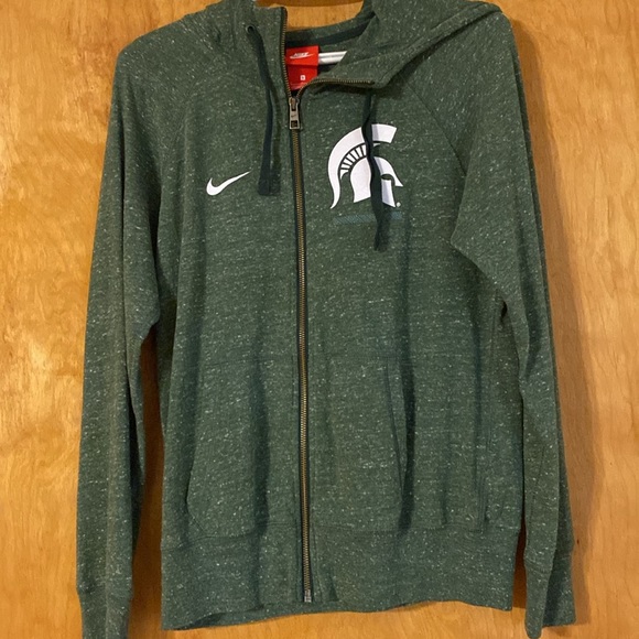 Women's Nike Green Michigan State Spartans Gym Vintage Full-Zip Hoodie - Picture 2 of 4